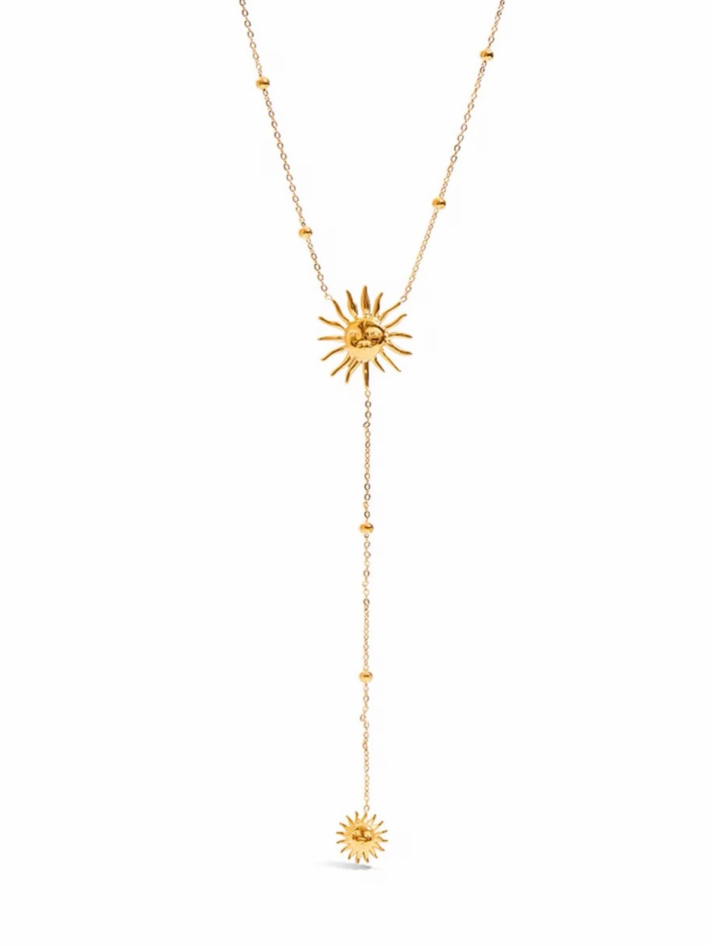 18K Gold Plated Sun Pendant Y-Necklace